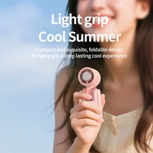 Lightweight Handheld <b>Mini</b> <b>Fan</b> Foldable Design Wearable Multiple Colors Ice Cooling Strong Wind <b>USB</b> Rechargeable Car Commute - Product Image 2