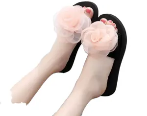 Modieuze Bloem Siert Lady Zomer Comfortabele Plastic Pvc Slippers