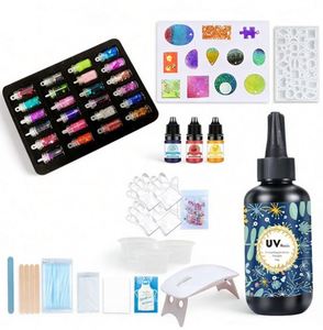 Kit de Resina UV para Manualidades, Resina Epoxi Transparente de Curado Rápido, Moldes de Silicona para Joyería, Colgantes, Pendientes, Llaveros, Lámina Brillante, Modelado - Product Image 1