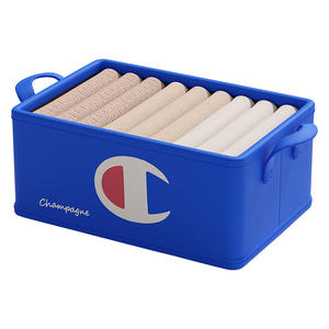 กล่องเก็บเสื้อผ้า Champion ทรงสี่เหลี่ยม ลายพิมพ์สีน้ำเงิน แบบพับได้ สำหรับจัดเก็บเสื้อผ้าและกางเกงในตู้เสื้อผ้า - Product Image 5