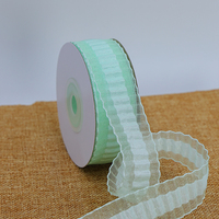 Usine directe 25mm vert mousseline de soie Organza Satin ruban à volants motif de rouleau gâteau de mariage chaise dos décor pour emballage cadeau