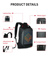 Sac à dos LED intelligent couleur pleine gamme contrôlé par Wi-Fi, affichage numérique dynamique portable pour sacoche d'ordinateur portable, idéal pour les salons professionnels