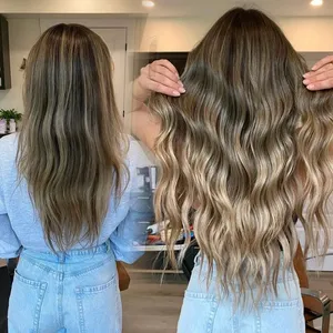 Clipe de cabelo humano 100% remy, cabelo virgem natural, clipe longo e reto para extensão de cabelo