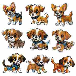 Patchs brodés thermocollants mignons de chiens de dessin animé : Chihuahua, Beagle et autres animaux - Product Image 1