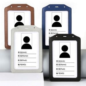 Porte-badge vertical double en cuir PU de style vintage avec protection RFID, porte-cartes d'identité et de crédit transparent - Product Image 6