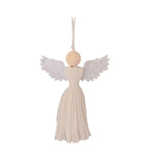 Pendente in tessuto a mano con nappa d'angelo appesa da parete a casa decorazione per albero di natale con ciondolo in cotone pendente da parete - Product Image 1