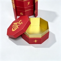 Boîte cadeau personnalisée octogonale pour gâteaux de lune avec poignée, 4 pièces, emballage de luxe pour le festival de la mi-automne chinois