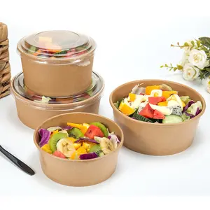 Contenitore per alimenti usa e getta imballaggio in carta Kraft impermeabile e antigrasso Take Away insalata lunch box