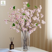 Vente en gros de branches de fleurs de cerisier artificielles en soie haut de gamme de 90 cm pour la décoration de mariage, de la maison et de la table, rose et blanc