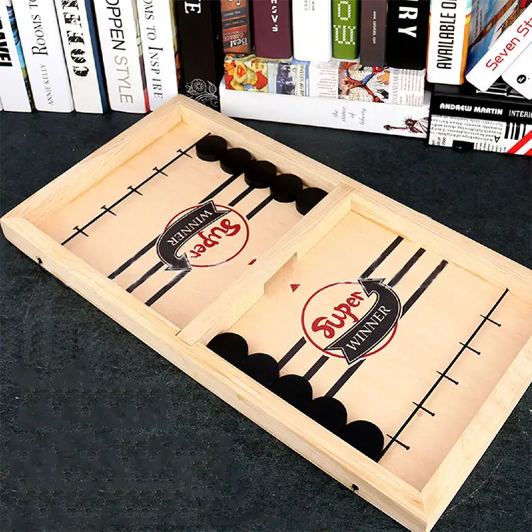 WoodボードゲームスポーツプレイセットのおもちゃWooden Catapult Board Hockey Game Bumper Bouncing Chess