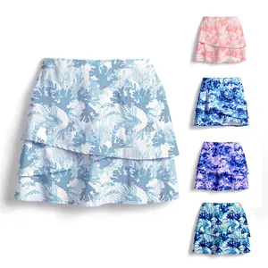 Wholesale summer floral women skirt with shorts active wear set sexy casual bodycon dresses plus size womens tennis skirts