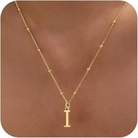Collier Pendentif Personnalisé en Or 14K avec Lettres de l'Alphabet A-Z, Design Exquis, pour Hommes et Femmes, Idéal au Quotidien