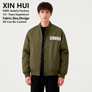 Chaqueta Bomber de Lona Gruesa Verde Oliva para Hombre con Logotipo Personalizado, Chaqueta Cortavientos Estilo Varsity para Invierno, Ropa Casual de Trabajo - Product Image 3