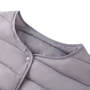<span class=keywords><strong>Veste</strong></span> matelassée à col rond pour <span class=keywords><strong>femme</strong></span>, vêtement d'extérieur court et léger en polyester isolé - Product Image 4