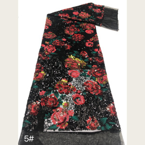 Tessuto in <span class=keywords><strong>Tulle</strong></span> Ricamato con Paillettes Floreali a Rosa G2981, Copertura Completa, 5 Colori, per Abiti da Sera, Costumi da Palcoscenico, Vestiti da Festa - Product Image 5