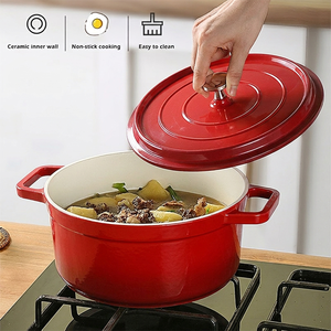 Cocotte néerlandaise légère en aluminium émaillé avec couvercle, 20/24 cm, antiadhésive, en aluminium moulé sous pression - Product Image 2
