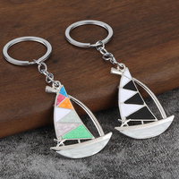 Porte-clés mousqueton 3D en alliage, design créatif et populaire, thème voile, mignon, tendance, léger, cadeau commémoratif d'été pour la plage