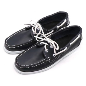 Mocassins de <span class=keywords><strong>bateau</strong></span> nautiques pour hommes en cuir véritable souple, grandes tailles, bleu marine, noir, marron, style pieds nus, plateforme, chaussures plates - Product Image 4