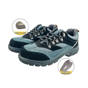 Breathable Safety Shoes Construction Low Cut Antistatic Steel Toe Steel Midsole Mesh Fabric PU Sole Suede Cow Leather Boots