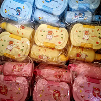 AHLE1087/Boîte à lunch en plastique à 2 compartiments pour enfants et étudiants, avec gourde, compatible micro-ondes, logo personnalisé disponible