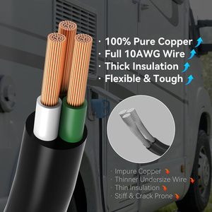 Câble d'extension pour <span class=keywords><strong>camping</strong></span>-<span class=keywords><strong>car</strong></span> 30A, robuste, 15 pieds, résistant aux intempéries, connecteurs TT-30P/R, extrémité mâle de type B pour <span class=keywords><strong>camping</strong></span>-<span class=keywords><strong>car</strong></span>/caravane/remorque - Product Image 4