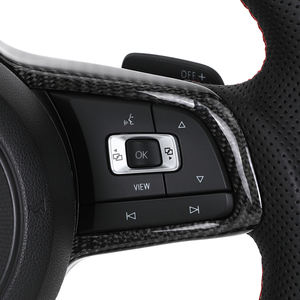 Volante Deportivo <span class=keywords><strong>R</strong></span> <span class=keywords><strong>Line</strong></span> de Cuero Semiperforado y Fibra de Carbono para VW Volkswagen Golf 5 6 7 <span class=keywords><strong>R</strong></span> MK5 MK6 MK7 MK7.5 Gti Polo Passat B8 - Product Image 5