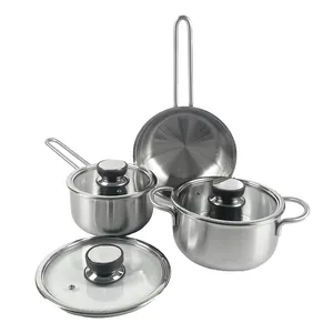 Anpassbare 2mm Dicke Kochtöpfe und Pfannen Edelstahl Küche tragen Kochgeschirr-Sets Kochtöpfe mit Glas deckel