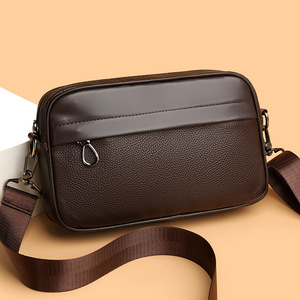 Genuine Leather Design Men's Sling <b>Bag</b> with Front Zipper Pocket Shoulder <b>Bags</b> for Men Crossbody <b>Bag</b> With Detachable Strap - Product Image 2