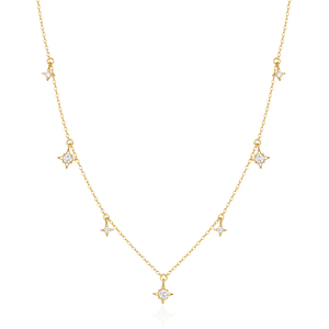 สร้อยคอ CANNER Jewelry สไตล์มินิมอล เงินแท้ 925 ประดับเพชร CZ รูปดาว ดีไซน์สวยหรู พร้อมจี้ดาวเคลือบทอง 18k สำหรับผู้หญิง - Product Image 1