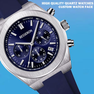 Montre à quartz de luxe pour homme, vente chaude, logo personnalisé, boîtier en acier inoxydable, bracelet en silicone étanche, cadran en cristal, mode, affaires, fabrication - Product Image 4