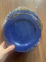 Assiette en plastique jetable de 10,25 pouces avec bord doré pour la décoration de table de mariage, les fêtes et Thanksgiving, Noël