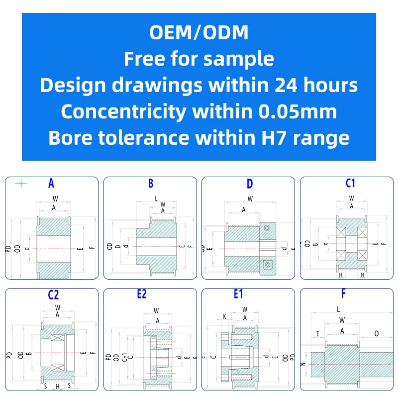 Sản Xuất Chất Lượng Cao Htd 3M 5M 8M S3M S5M S8M Tiêu Chuẩn OEM Cổ Vòng Bi Thời Gian Ròng Rọc Và Vành Đai Thiết Lập