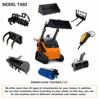 T460 Mini Skid Steer Loader Lebar Bucket 1050mm Jarak Bebas dari Tanah 157mm Compact Track Loader untuk Kebun Buah dan Kebun Anggur