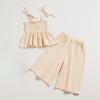 Vente en Gros Ensemble Vêtements Filles Été Mignon Décontracté Mode Haut à Bretelles et Pantalon 2 Pièces