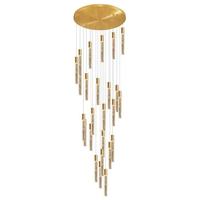 Lustre suspendu cylindrique moderne à LED, réglable en hauteur, pour escalier long, avec interrupteur, en cristal doré