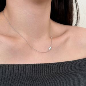 Dylam Simplicity Design <b>Solid</b> 925 Sterling <b>Silver</b> Link Chain Enamel 5A Cubic Zirconia Evil Blue Eyes Chain <b>Necklace</b> for Women - Product Image 6