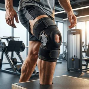 Genouillère articulée professionnelle avec plaques en acier, support en néoprène ouvert et réglable pour la prévention des blessures sportives, directement de l'usine - Product Image 2