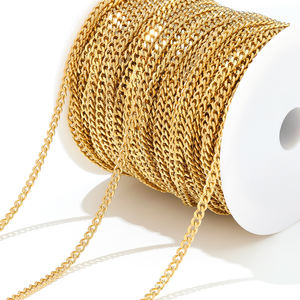 ठीक फैशन बॉडी गहने 304 स्टेनलेस स्टील 18k वास्तविक सोने की प्लेटेड 3.7 मिमी क्यूबन चेन - Product Image 1