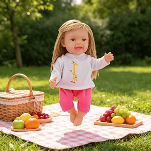 Ensemble de vêtements pour poupées reborn MSYO, t-shirt à manches longues à imprimé <span class=keywords><strong>girafe</strong></span> blanche et pantalon capri rose, cadeau promotionnel - Product Image 2