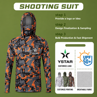 Vêtements de chasse en polyester sublimé personnalisés, camouflage, OEM ODM, veste tactique orange vif avec capuche intégrée et masque