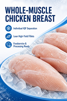 Filets de poitrine de poulet surgelés IQF de qualité supérieure, viande de volaille entière pour la restauration et la transformation en gros