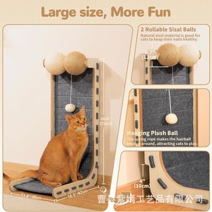 Wooden Upright Cat Scratching <b>Post</b> 28.4 In Height Sisal Material Durable <b>Scratch</b> Board For Cats - Product Image 1