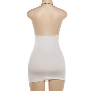 PEEQI K6D03543A Nuovo Abito Estivo Senza Maniche <span class=keywords><strong>Mini</strong></span> da Donna, Tinta Unita, Scollo a V Profondo, Sexy, Senza Schienale, Vestito Aderente Avvolgente - Product Image 6