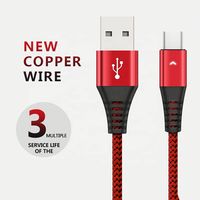 Câble de charge rapide USB 2.4A, câble de charge Micro USB type C, câble de transfert de données USB mobile