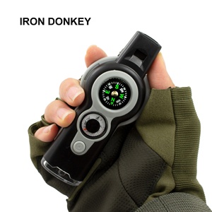 IRONDONKEY all'aperto 7-in-1 multifunzionale sopravvivenza fischietto bussola termometro SOS emergenza ad alta frequenza fischio - Product Image 3