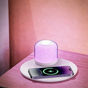 RECCI RLS-L17 Chargeur sans fil 2-en-1 avec haut-parleur Bluetooth et lumière d'ambiance à commande tactile - Product Image 5