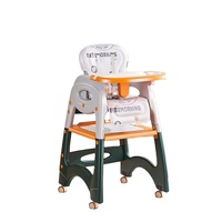 Chaise mobile multifonction pour bébé, transformable en table de jeu avec panier de rangement, coussin en PU et design pliable facile