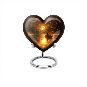 Urna para adultos de cremación de corazón con estilo Lunar hermoso de la mejor calidad para cenizas humanas, urna grande decorativa con soporte y bolsa gratis - Product Image 1
