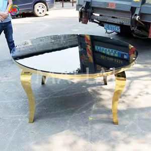<span class=keywords><strong>Table</strong></span> à manger de luxe en verre, forme <span class=keywords><strong>ronde</strong></span>, en acier inoxydable, <span class=keywords><strong>Table</strong></span> de mariage - Product Image 1