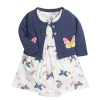 Setelan Rok 100% Katun Bayi Perempuan, Baju Mantel Lengan Panjang Macan Tutul Dua Potong untuk Rok Baru Lahir
